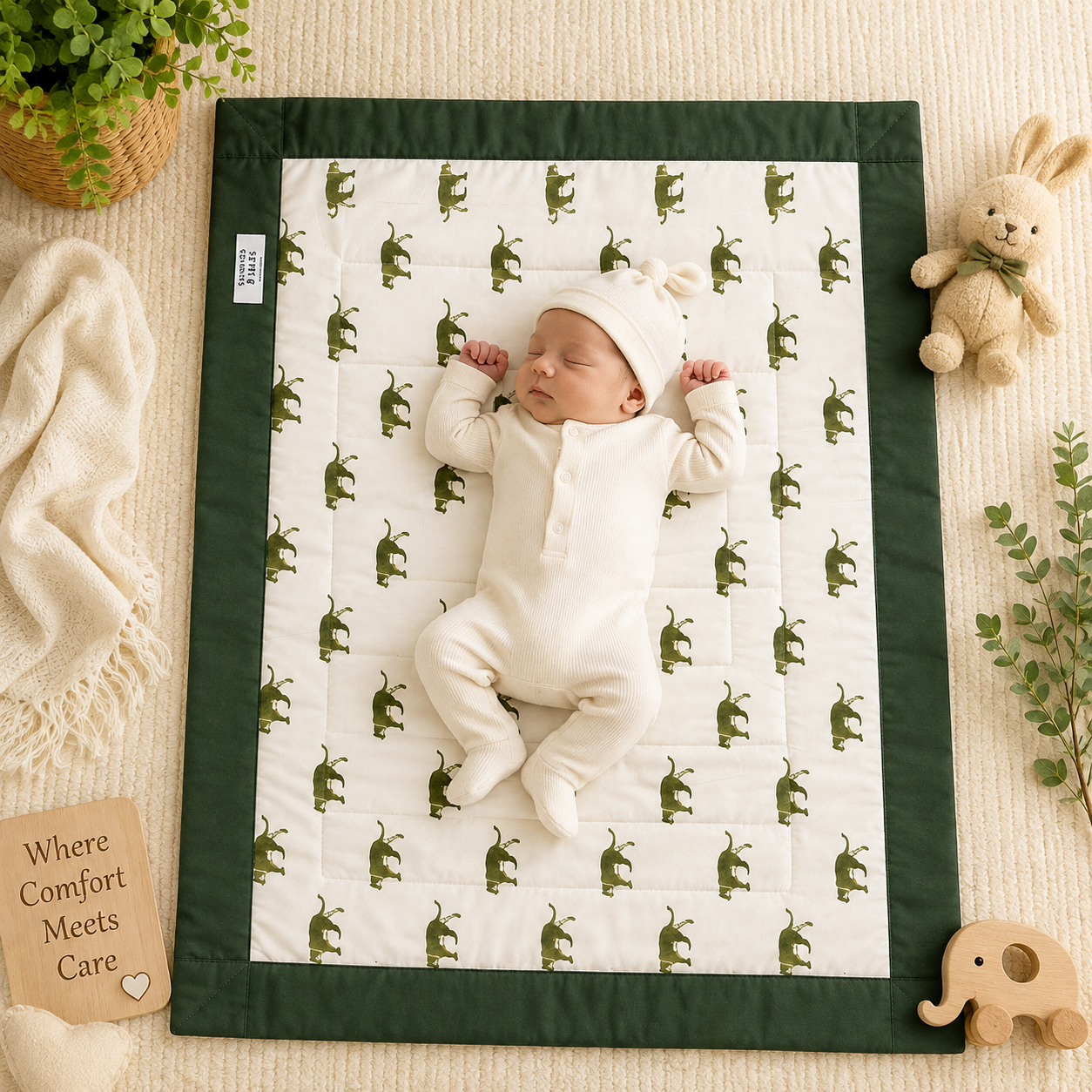 Baby sleeping on tiger mat