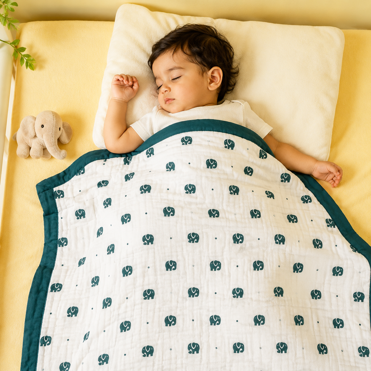 Elephant print muslin quilt